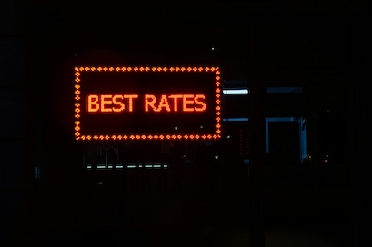 sign with best rates on it